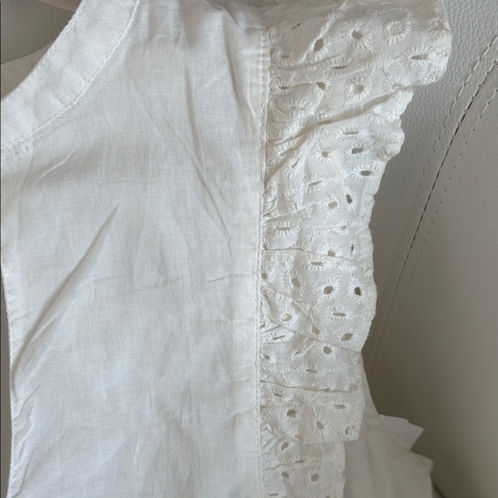Steve Madden Off White Ruffle Sleeveless Eyelet Dress - Picture 5 of 7